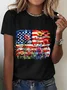American Flag Floral Cotton T-Shirt