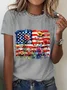 American Flag Floral Cotton T-Shirt