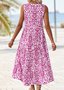 Casual Loose Notched Buckle Dress