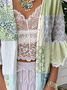 Casual 3/4 Sleeve Cotton Floral Cape Jacket