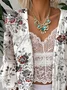 Casual 3/4 Sleeve Cotton Floral Cape Jacket