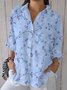 Casual Floral Shirt Collar Loose Shirt