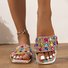 Super Large Colorful Rhinestone Flat Slippers Summer New Soft Outdoor Beach Colorful Diamond Casual Women's Shoes