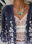 Casual 3/4 Sleeve Cotton Floral Cape Jacket