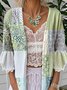 Casual 3/4 Sleeve Cotton Floral Cape Jacket