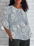 3D Printing Vintage Loose Crew Neck T-Shirt
