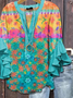 Women's Floral Ruffle Sleeve Top