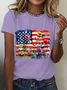 American Flag Floral Cotton T-Shirt