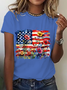 American Flag Floral Cotton T-Shirt