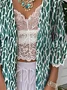 Casual 3/4 Sleeve Cotton Floral Cape Jacket