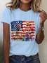 American Flag Floral Cotton T-Shirt