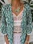 Casual 3/4 Sleeve Cotton Floral Cape Jacket