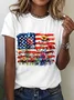 American Flag Floral Cotton T-Shirt