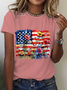 American Flag Floral Cotton T-Shirt