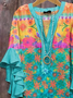 Women's Floral Ruffle Sleeve Top