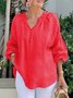 Casual Plain Half Open Collar Blouse