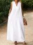 Casual Plain V Neck Maxi Dress