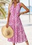 Casual Loose Notched Buckle Dress