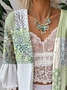 Casual 3/4 Sleeve Cotton Floral Cape Jacket
