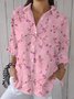 Casual Floral Shirt Collar Loose Shirt