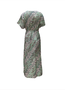 Women's Short Sleeve Summer Green Zebra Split Joint V Neck Daily Going Out Casual Maxi A-Line Hip Skirt Dress