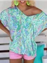 Crew Neck Cotton Loose Casual Blouse