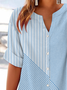 Women's Striped Printed Casual Short Sleeve Shirt