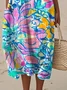 Regular Fit Crew Neck Painting Casual Dress With No