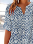 Women's Abstract Print Casual Short Sleeve Shirt