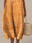 Geometric Crew Neck Cotton Simple Dress With No