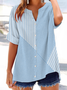 Women's Striped Printed Casual Short Sleeve Shirt
