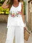 Women's Floral Print Casual Vest and Pants Two-Piece Set
