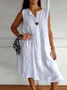 Casual V Neck Plain Regular Fit Dress With No