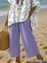 Loose Linen Blend Crew Neck Casual Two-Piece Set