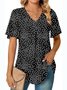 Floral Cotton V Neck Casual Shirt