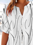 Women's Striped Printed Casual Short Sleeve Shirt