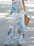 Women's Abstract Print Casual Vest and Pants Two-Piece Set