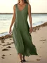 Plain Casual V Neck Dress With No
