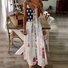 Women's Vintage Independence Day Flag Floral Patch Boho Dress