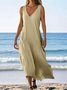 Plain Casual V Neck Dress With No