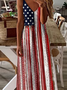 Women's Vintage Independence Day Flag Floral Patch Tank Dress