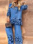 Casual Gradient Pattern Crew Neck Two-Piece Set
