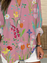 Women's Floral Print V-Neck Casual Shirt