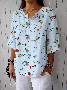 Vintage Stand Collar Floral Loose Shirt