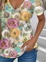 Casual Loose V Neck Jersey T-Shirt