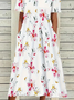 Women's Floral Print Crew Neck Dress