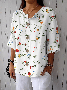 Vintage Stand Collar Floral Loose Shirt