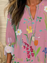 Women's Floral Print V-Neck Casual Shirt