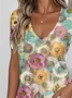 Casual Loose V Neck Jersey T-Shirt