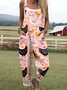 Animal Regular Fit Vacation Cotton And Linen Jumpsuit